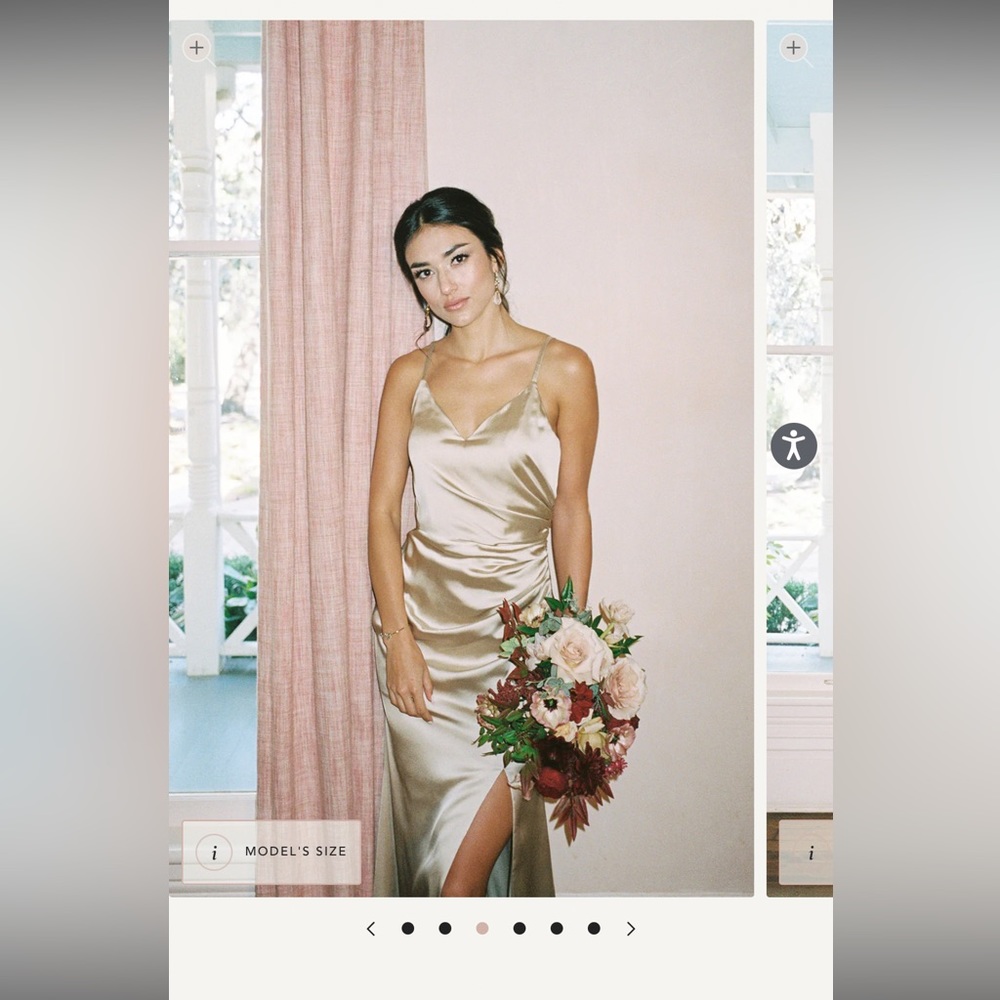 Revelry Gold Champagne Satin Rory Dress, Size 6